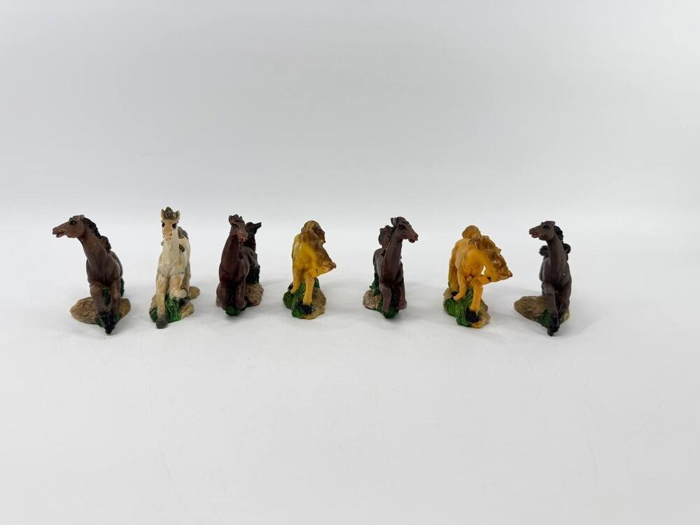 BTC Horse Figurines Set of 7 Running Horses Miniature Collectible Decor